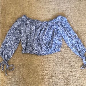 Long sleeve off the shoulder crop top